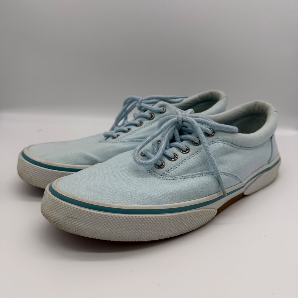 Sperry Mens Halyard Chambray CVO Light Blue Canvas Sneakers Size 10.5